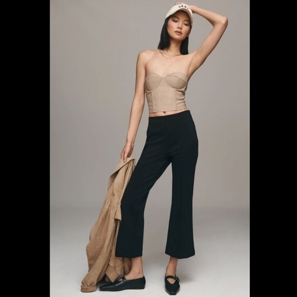 Anthropologie Maeve The Margot Kick Flare Cropped Pants: Textured Edition - Picture 1 of 3